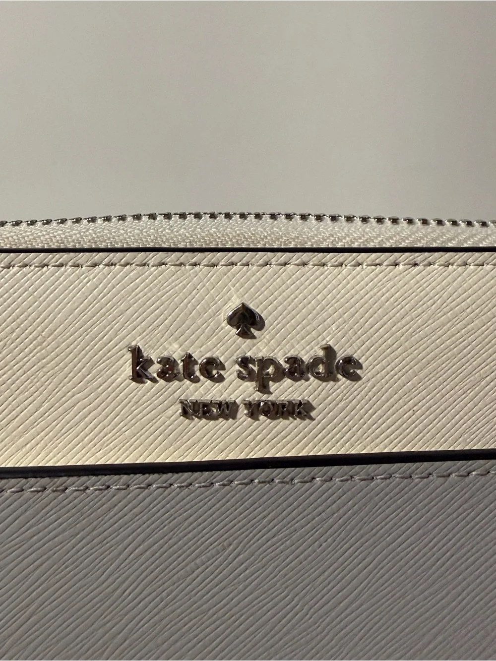 Kate Spade Two-Tone Cream & Light Gray Zip Wallet